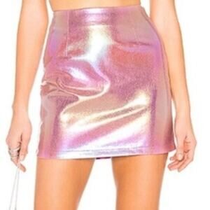 By The Way. x Revolve Brandi Mini Skirt Pink Iridescent NWT Size Small
